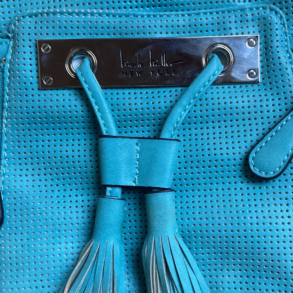 Nicole Miller New York teal purse handbag new fringe - Picture 3 of 16